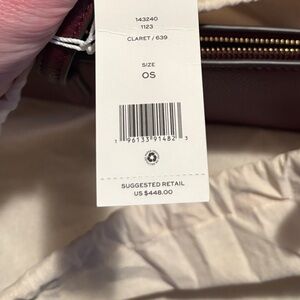 Tory Burch ROBINSON PEBBLED TOTE Claret NWT